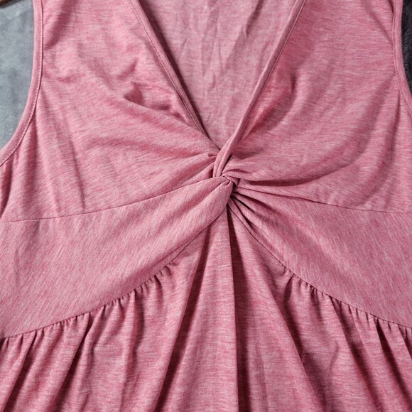 Womens XL Sleeveless Red Polyester Twist Front Gathered Waist Y2K Babydoll Top - Picture 4 of 8